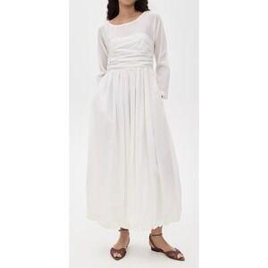 La Maregold Delfina Maxi Dress Sz S Bubble Hem White Beach Wedding Boho Romantic